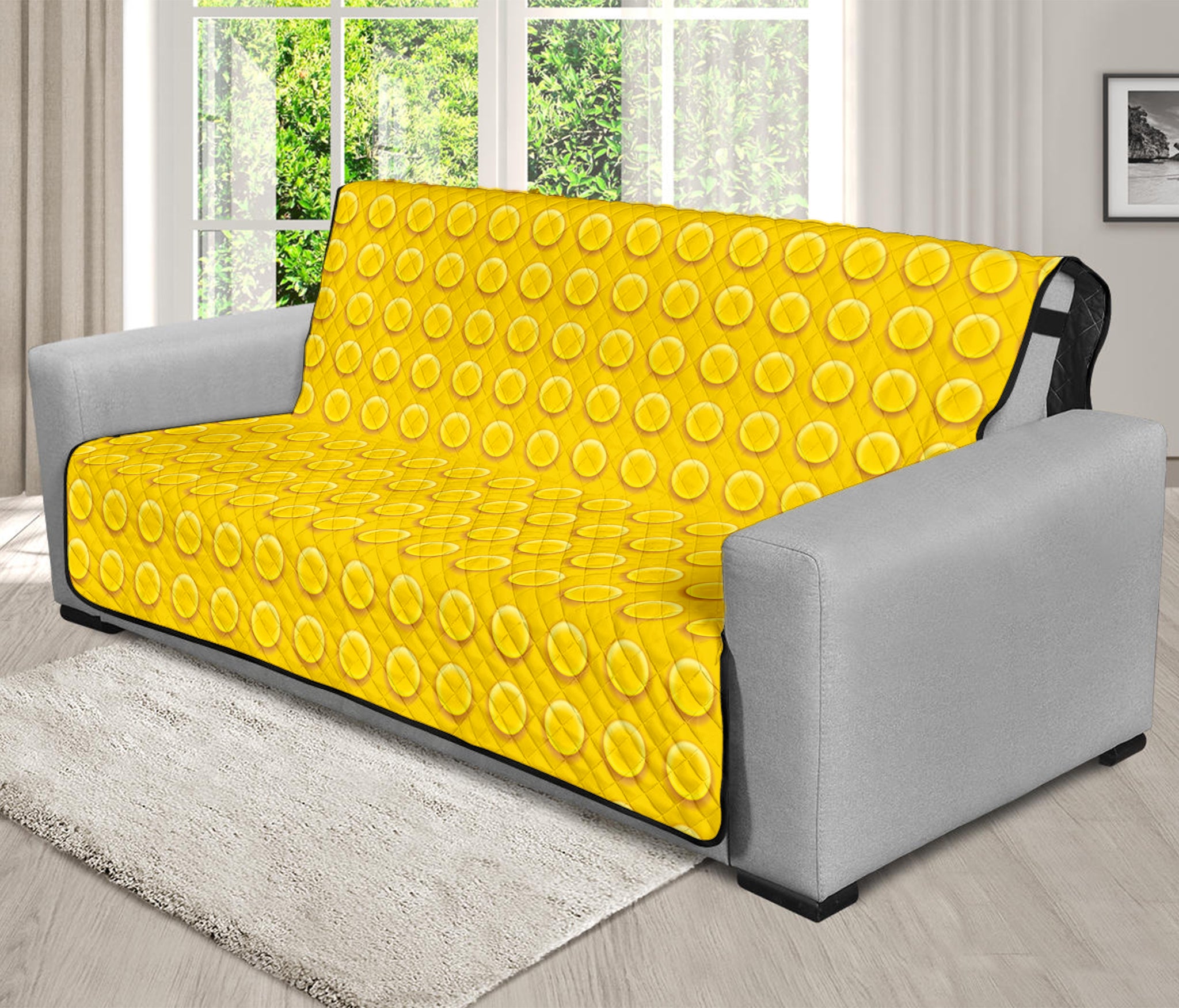 Yellow Plastic Building Blocks Print Futon Protector