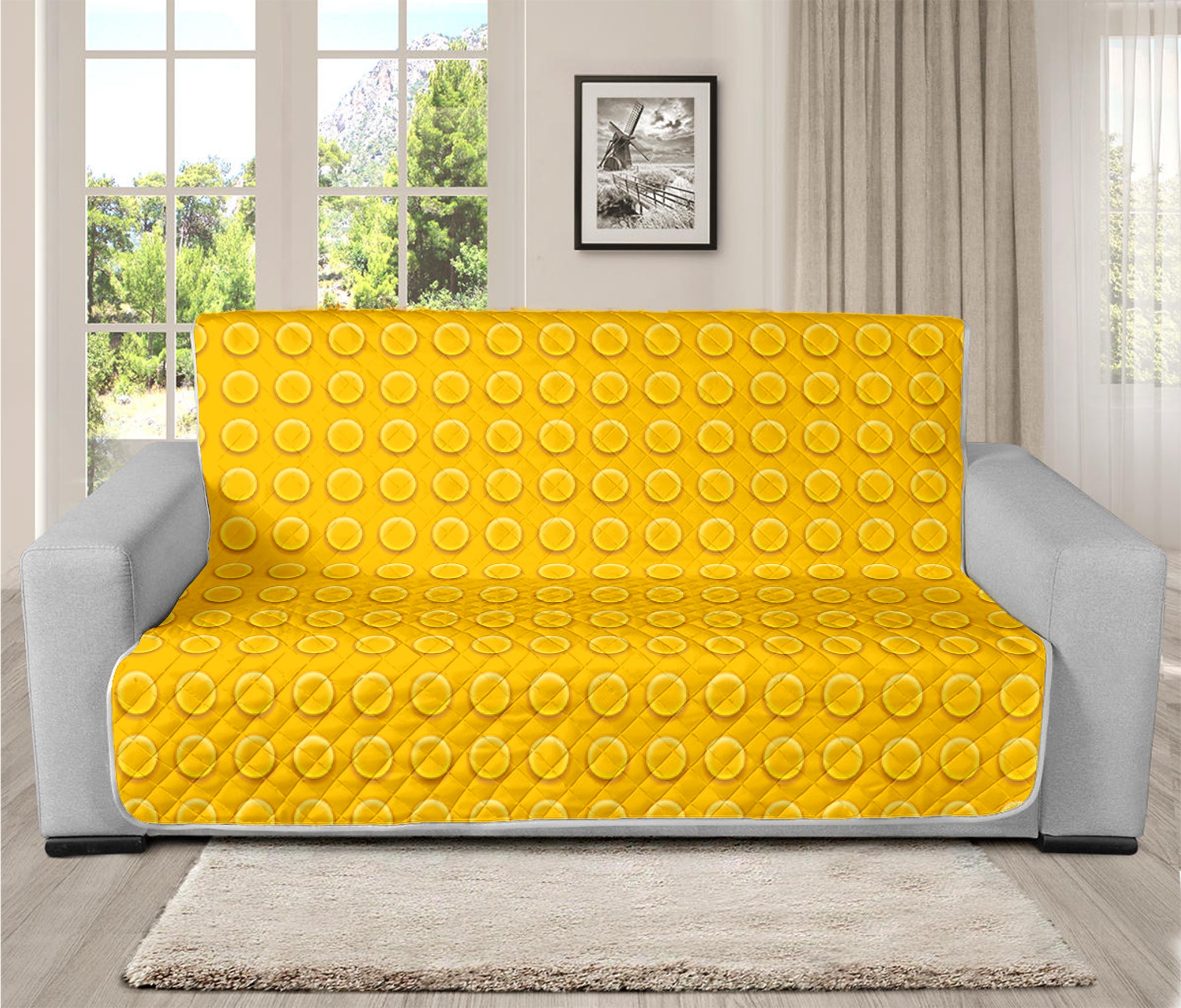 Yellow Plastic Building Blocks Print Futon Protector