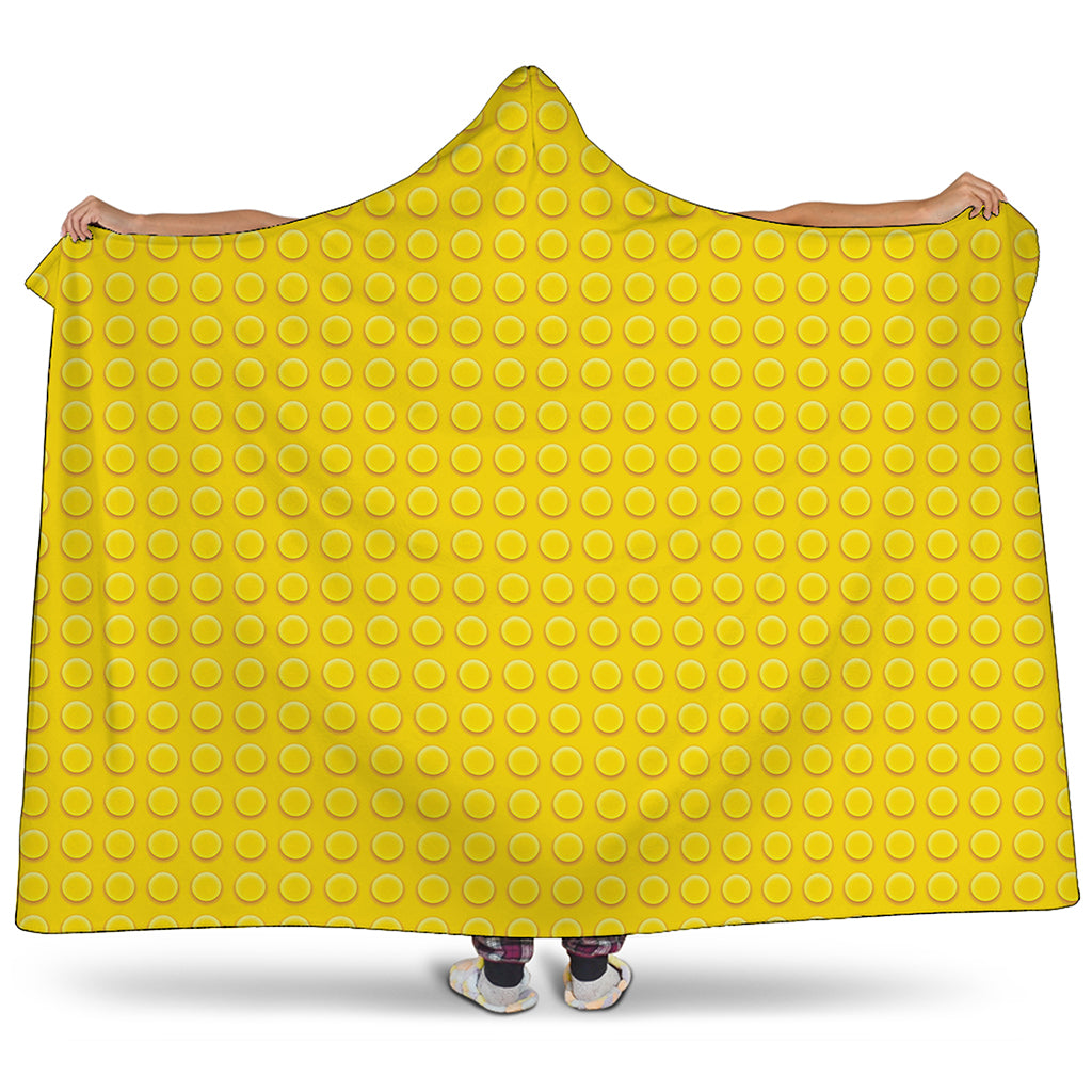 Yellow Plastic Building Blocks Print Hooded Blanket