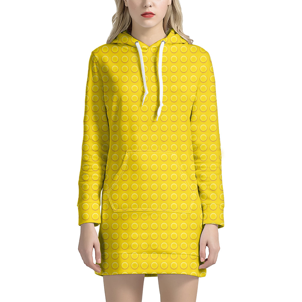 Yellow Plastic Building Blocks Print Hoodie Dress