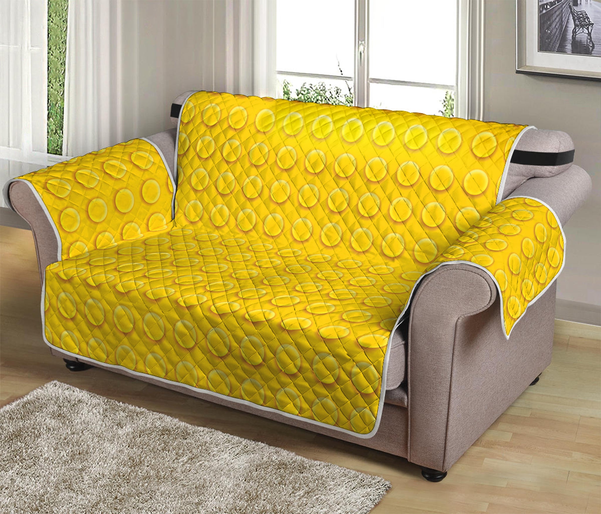 Yellow Plastic Building Blocks Print Loveseat Protector