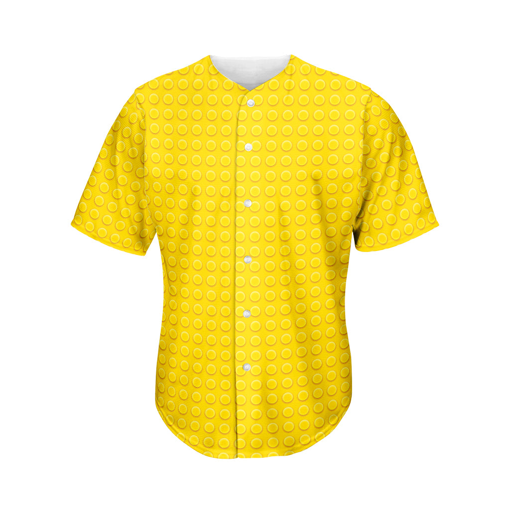 Yellow Plastic Building Blocks Print Men's Baseball Jersey