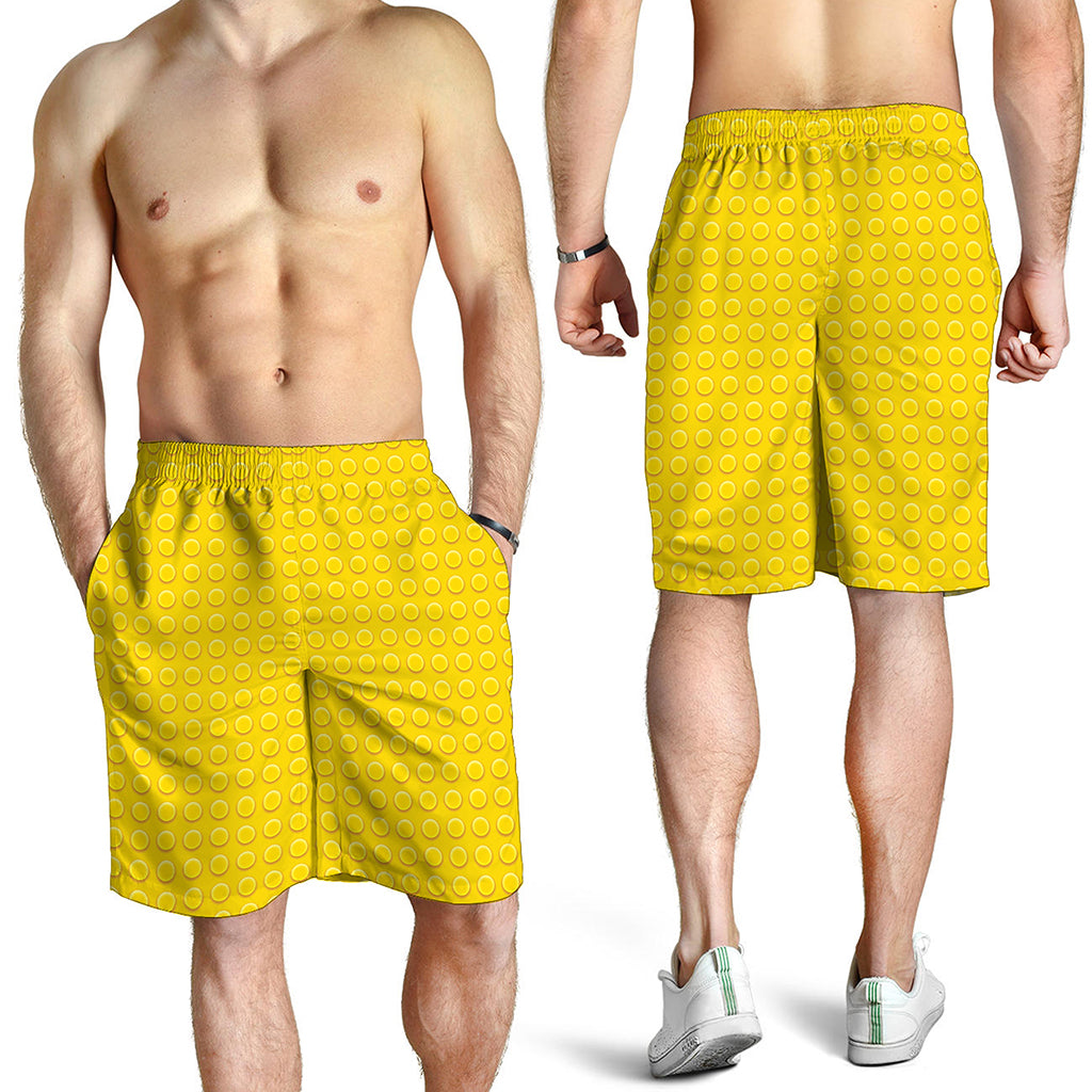 Yellow Plastic Building Blocks Print Men's Shorts