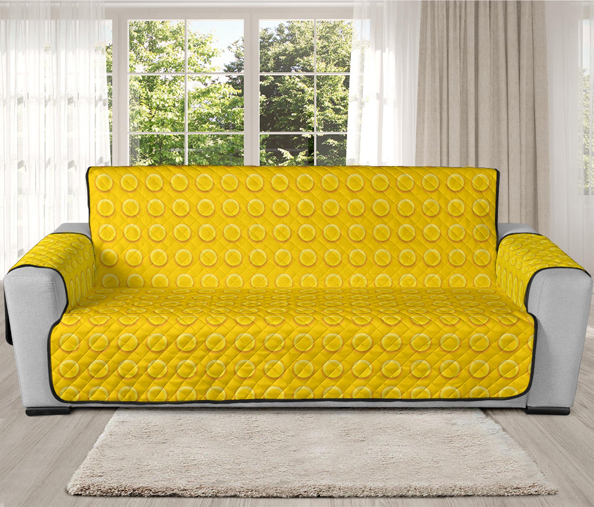 Yellow Plastic Building Blocks Print Oversized Sofa Protector