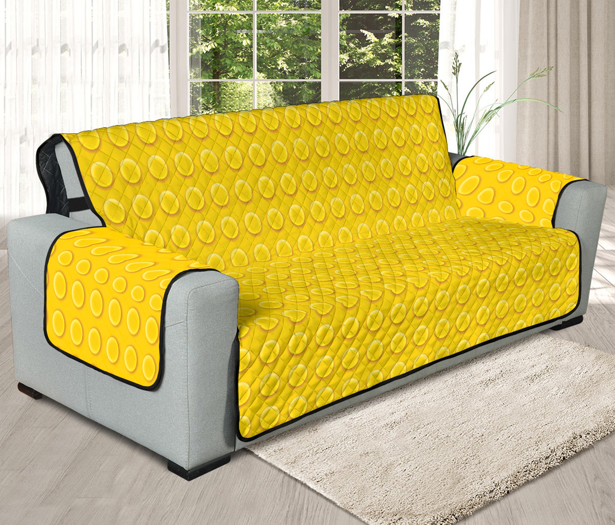 Yellow Plastic Building Blocks Print Oversized Sofa Protector