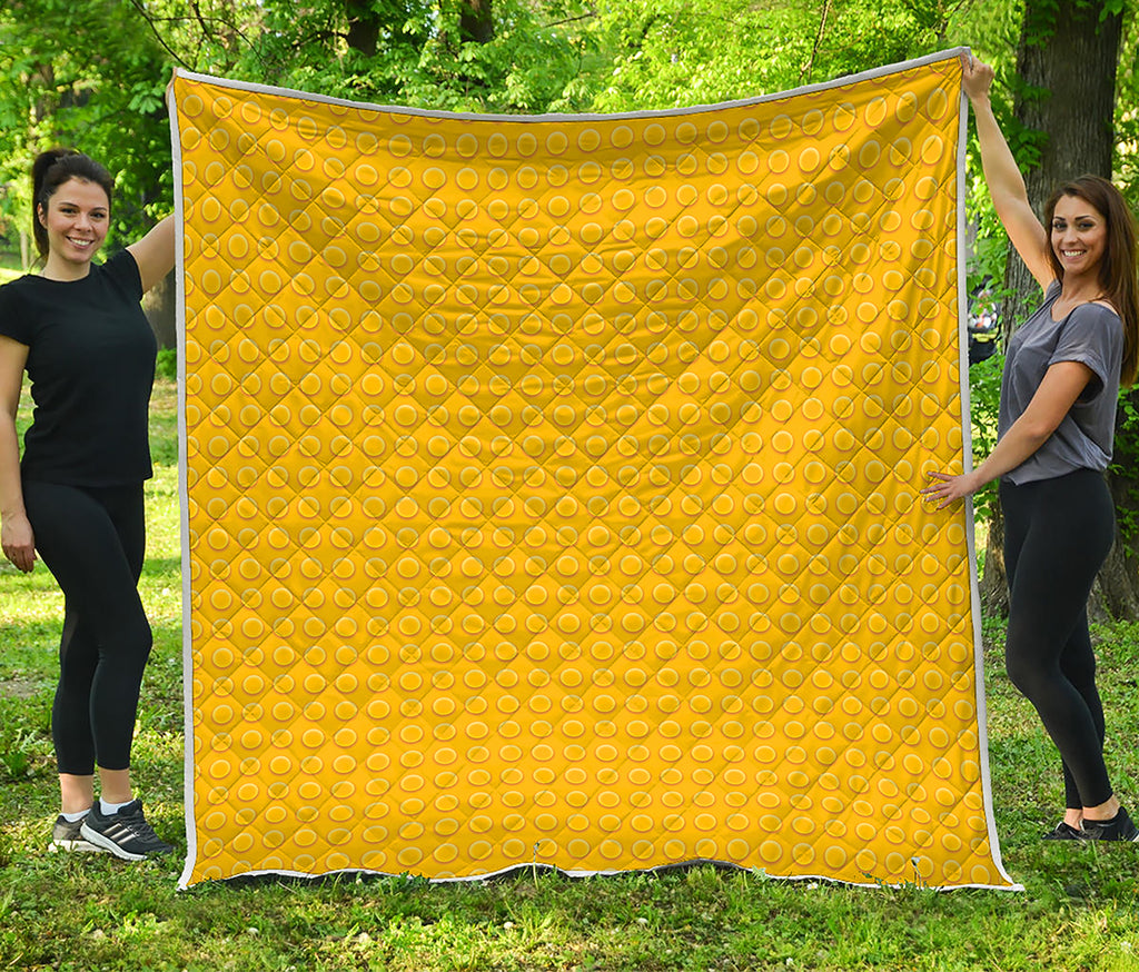 Yellow Plastic Building Blocks Print Quilt