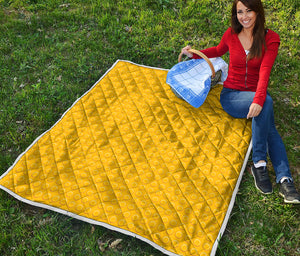 Yellow Plastic Building Blocks Print Quilt