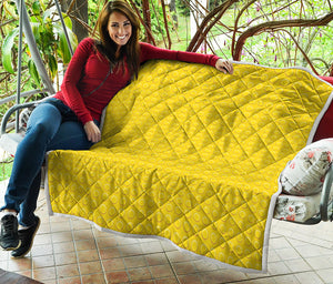 Yellow Plastic Building Blocks Print Quilt