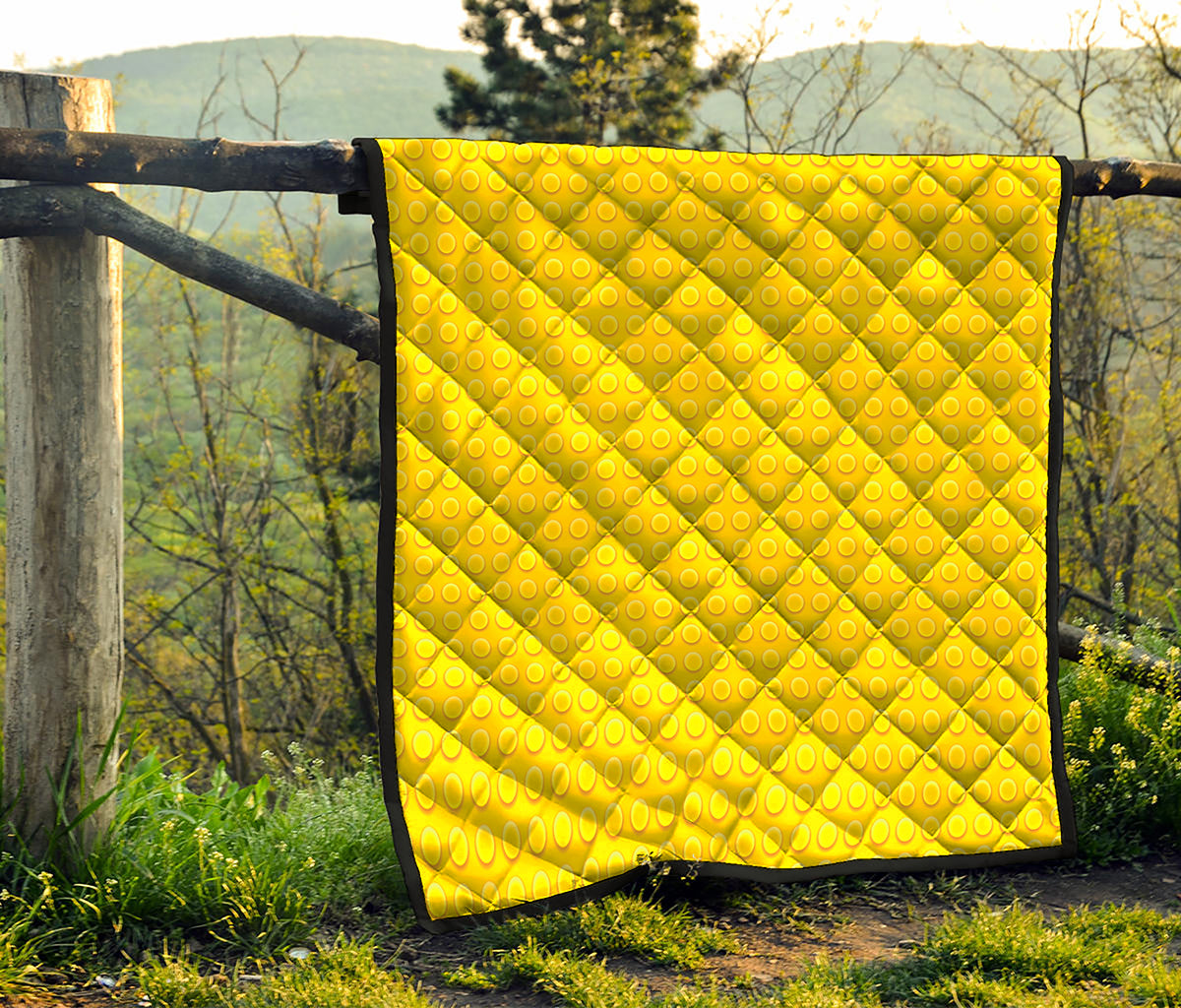 Yellow Plastic Building Blocks Print Quilt