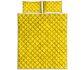 Yellow Plastic Building Blocks Print Quilt Bed Set