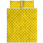 Yellow Plastic Building Blocks Print Quilt Bed Set