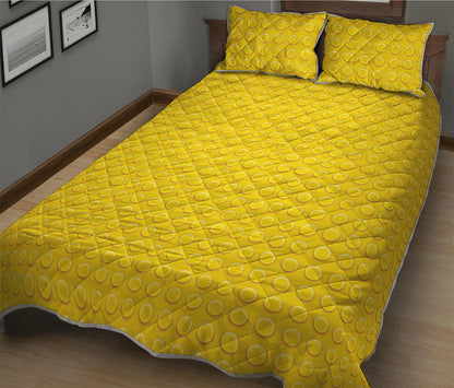Yellow Plastic Building Blocks Print Quilt Bed Set