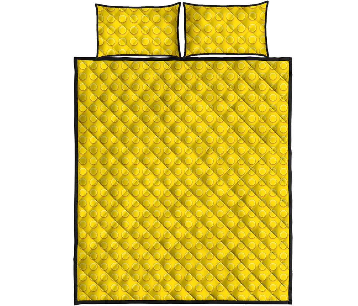 Yellow Plastic Building Blocks Print Quilt Bed Set