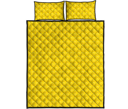 Yellow Plastic Building Blocks Print Quilt Bed Set