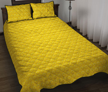 Yellow Plastic Building Blocks Print Quilt Bed Set