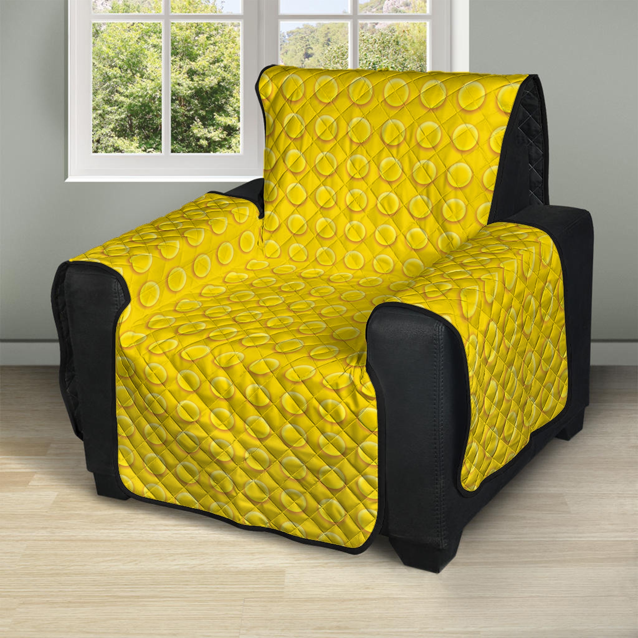 Yellow Plastic Building Blocks Print Recliner Protector