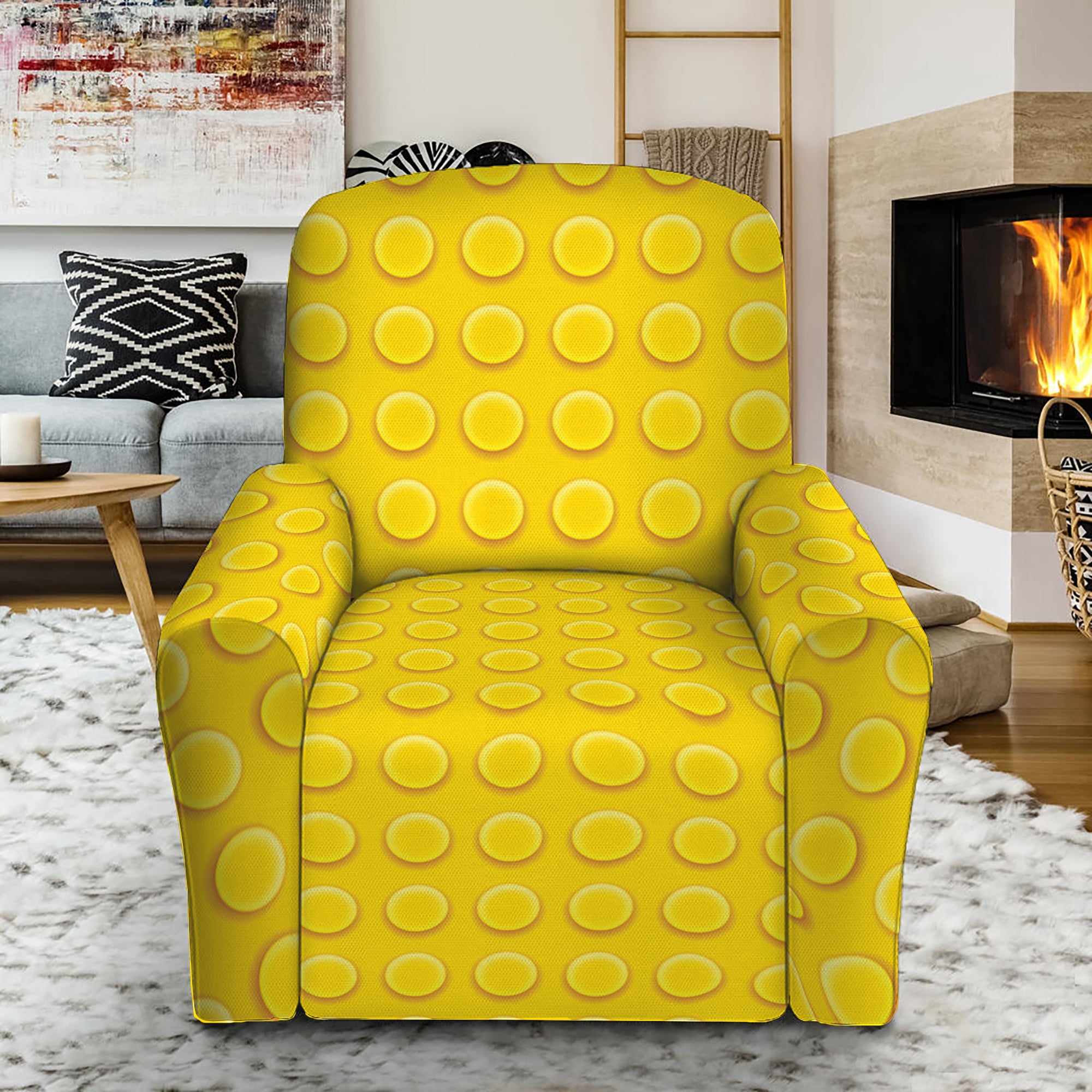 Yellow Plastic Building Blocks Print Recliner Slipcover