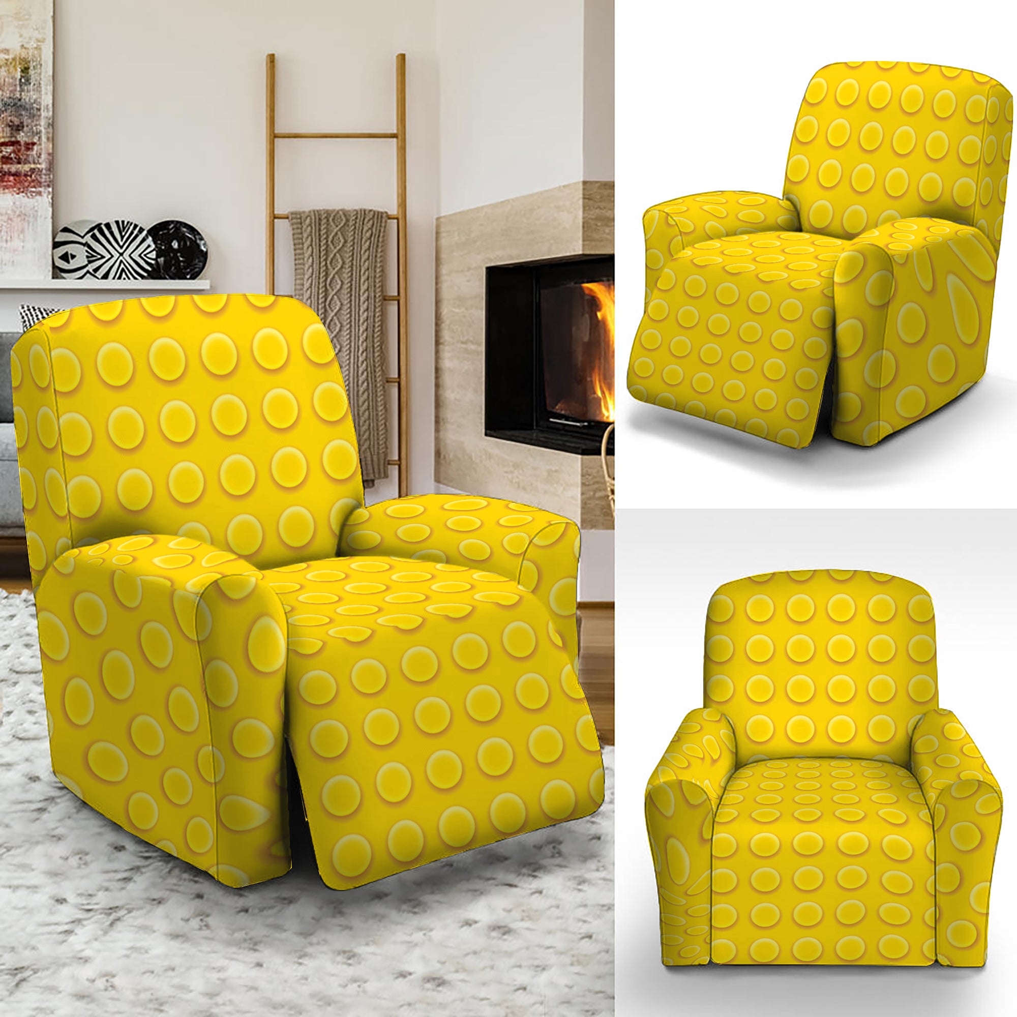 Yellow Plastic Building Blocks Print Recliner Slipcover