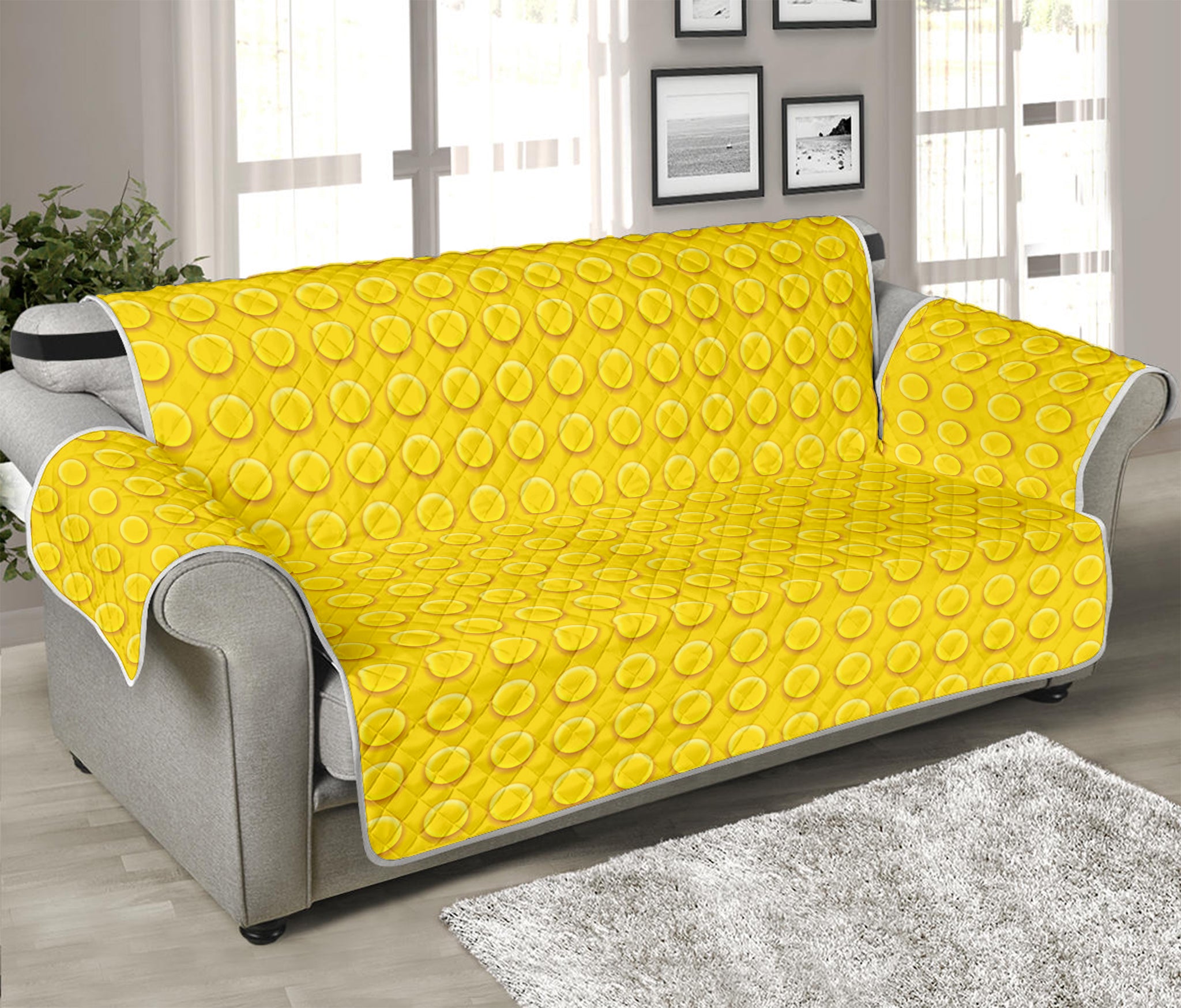 Yellow Plastic Building Blocks Print Sofa Protector