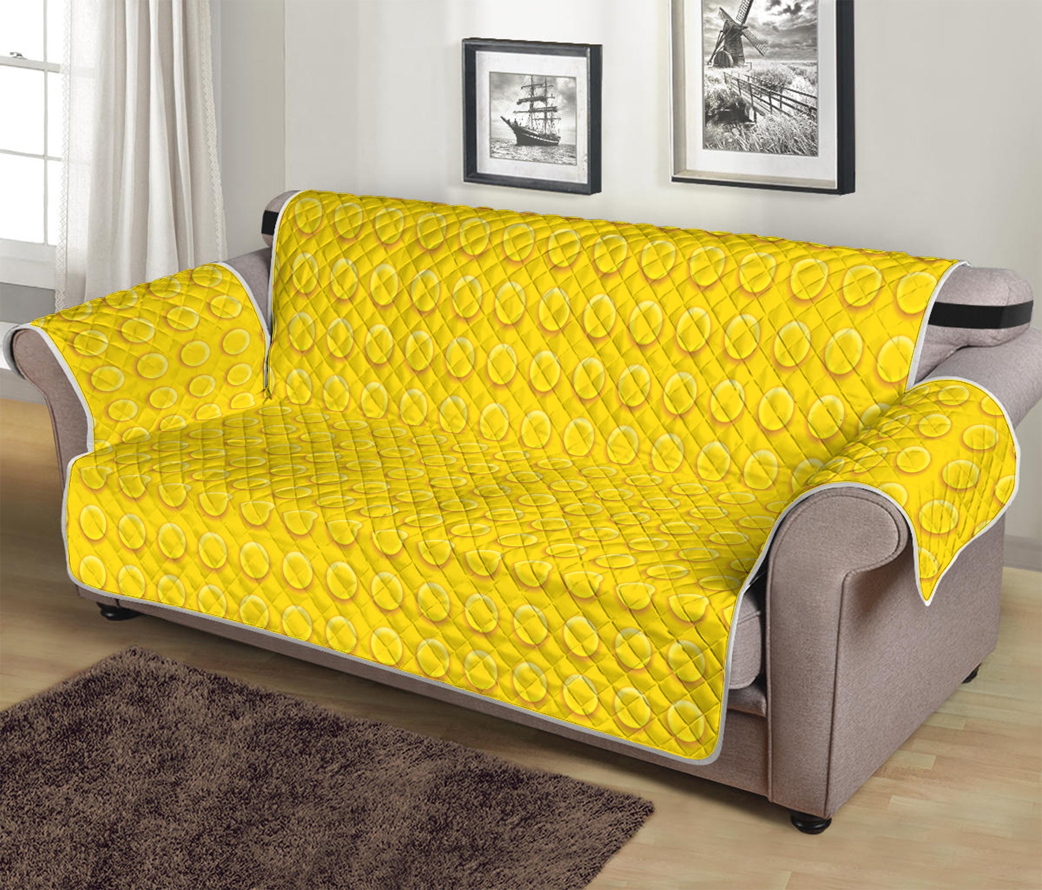 Yellow Plastic Building Blocks Print Sofa Protector