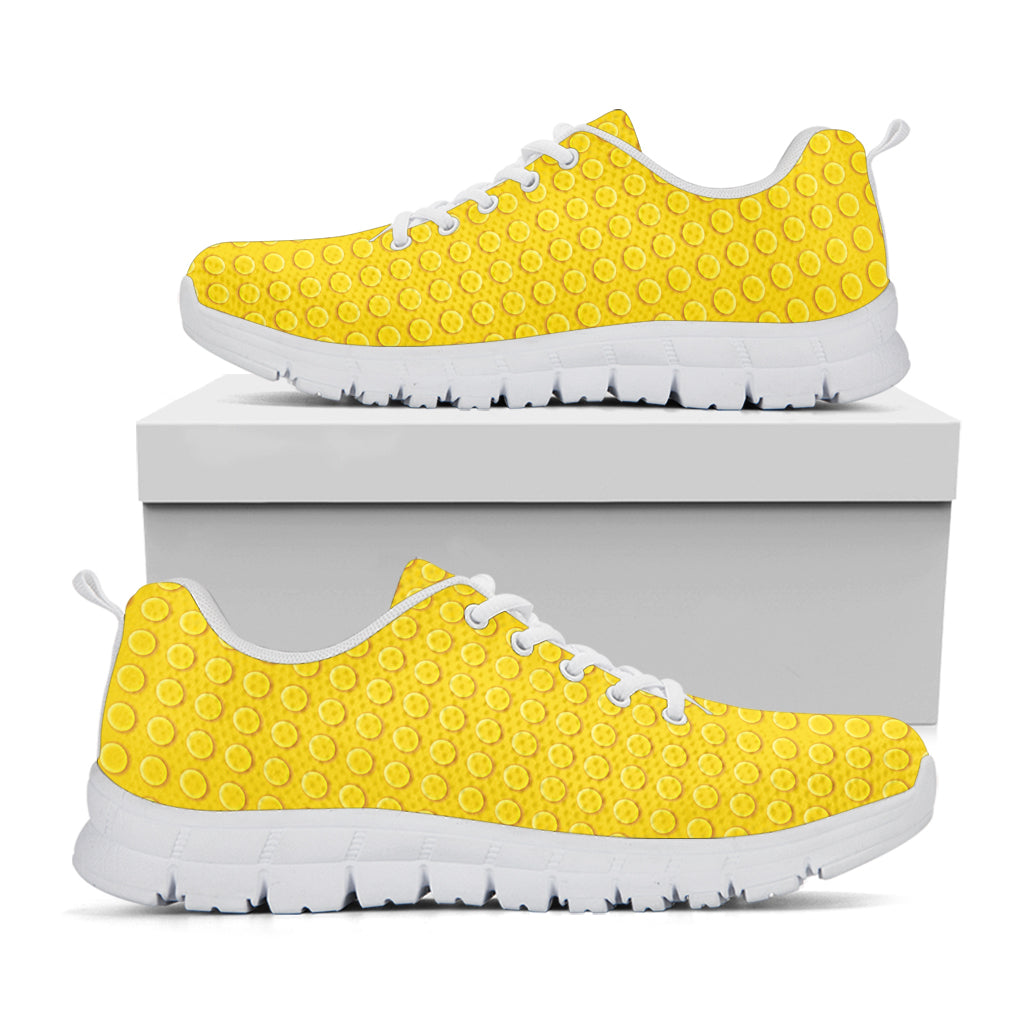 Yellow Plastic Building Blocks Print White Sneakers