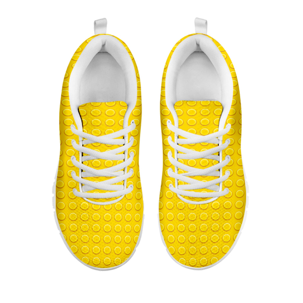 Yellow Plastic Building Blocks Print White Sneakers