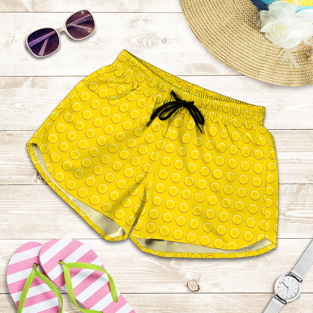 Yellow Plastic Building Blocks Print Women's Shorts