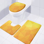 Yellow Polygonal Geometric Print 3 Piece Bath Mat Set