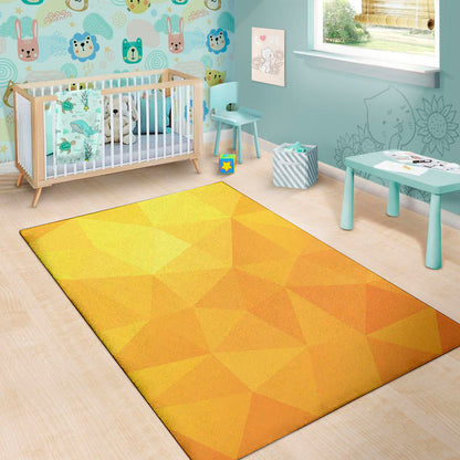Yellow Polygonal Geometric Print Area Rug