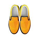 Yellow Polygonal Geometric Print Black Slip On Shoes