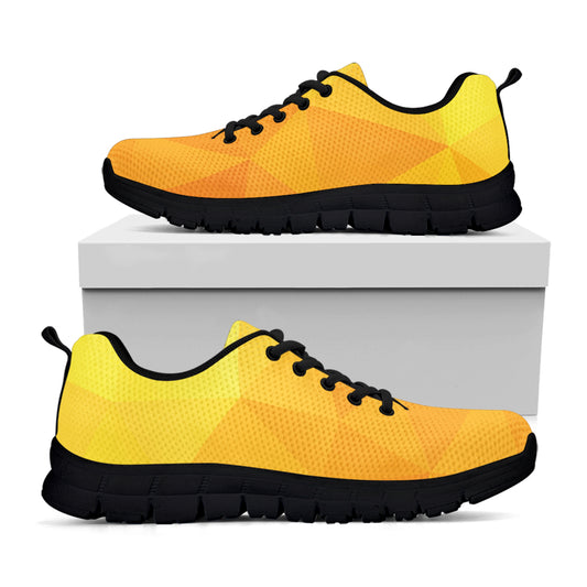 Yellow Polygonal Geometric Print Black Sneakers