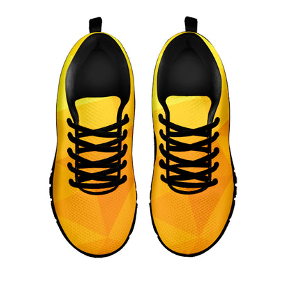 Yellow Polygonal Geometric Print Black Sneakers