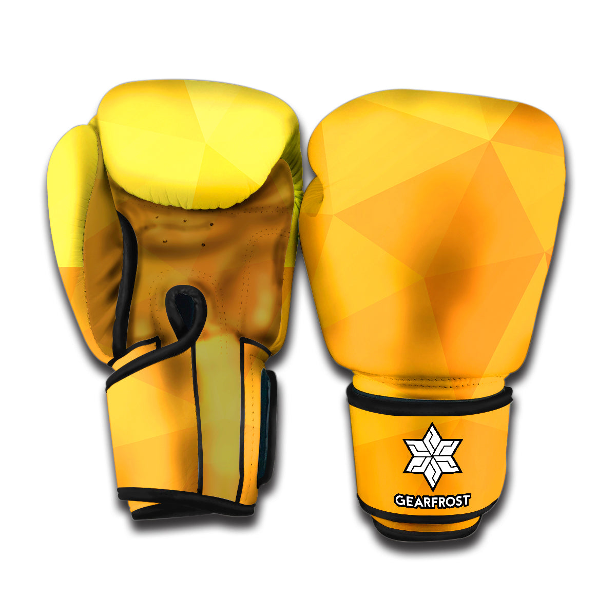 Yellow Polygonal Geometric Print Boxing Gloves