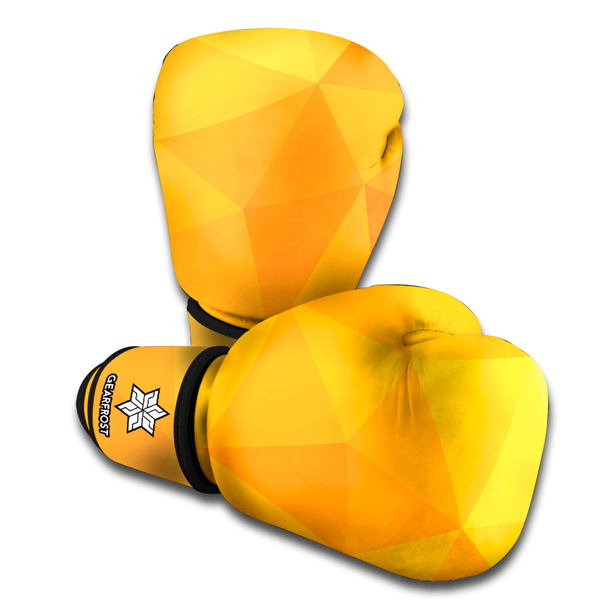 Yellow Polygonal Geometric Print Boxing Gloves