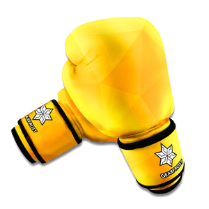 Yellow Polygonal Geometric Print Boxing Gloves