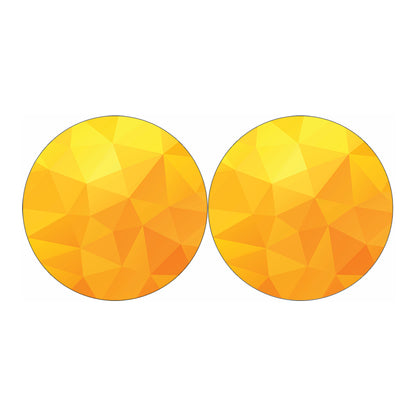 Yellow Polygonal Geometric Print Car Coasters