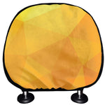 Yellow Polygonal Geometric Print Car Headrest Covers