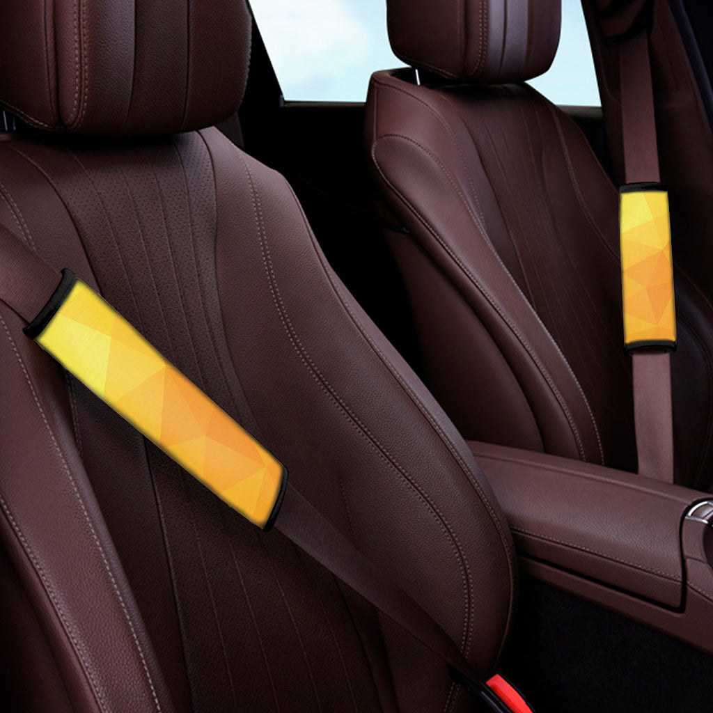 Yellow Polygonal Geometric Print Car Seat Belt Covers
