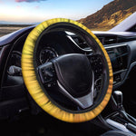 Yellow Polygonal Geometric Print Car Steering Wheel Cover