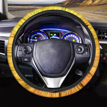 Yellow Polygonal Geometric Print Car Steering Wheel Cover