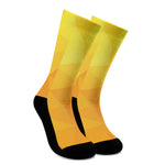 Yellow Polygonal Geometric Print Crew Socks