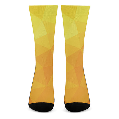Yellow Polygonal Geometric Print Crew Socks