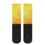 Yellow Polygonal Geometric Print Crew Socks