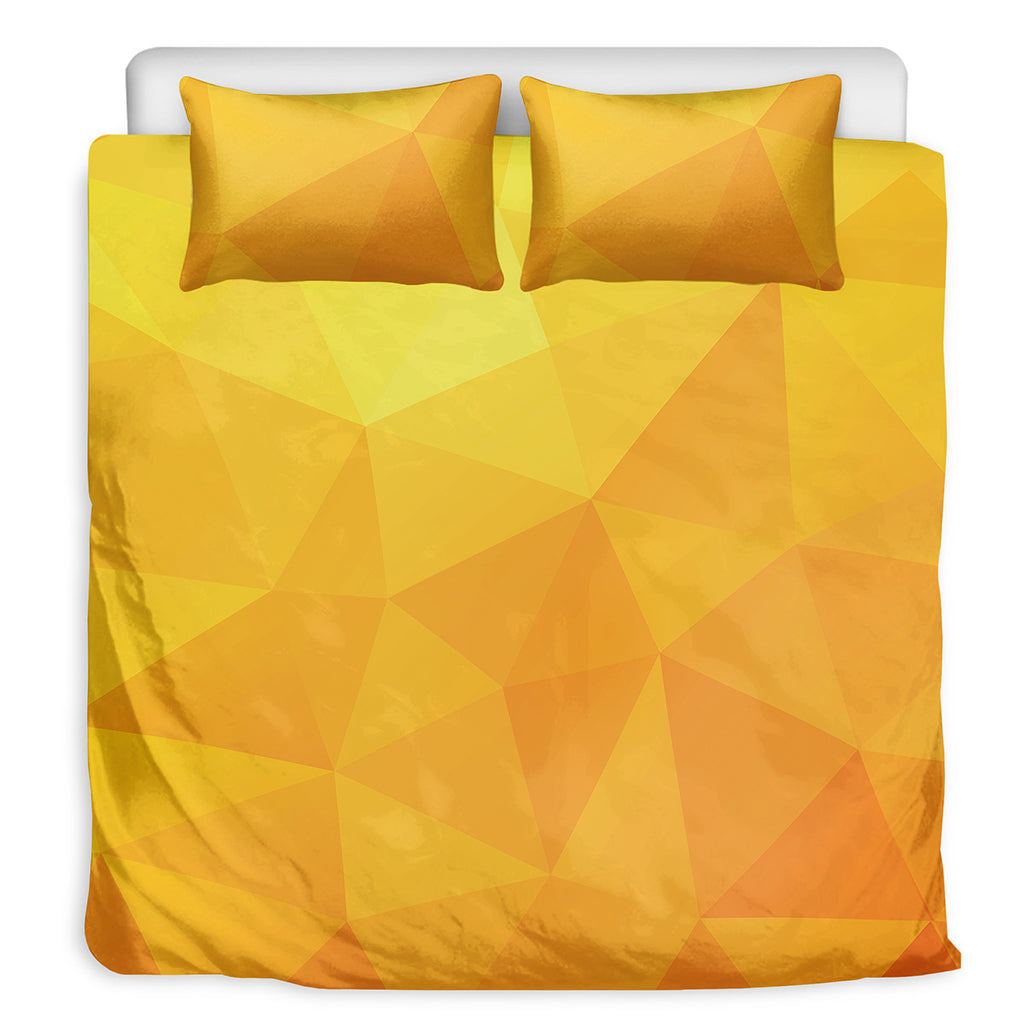 Yellow Polygonal Geometric Print Duvet Cover Bedding Set