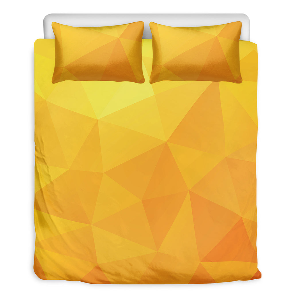 Yellow Polygonal Geometric Print Duvet Cover Bedding Set