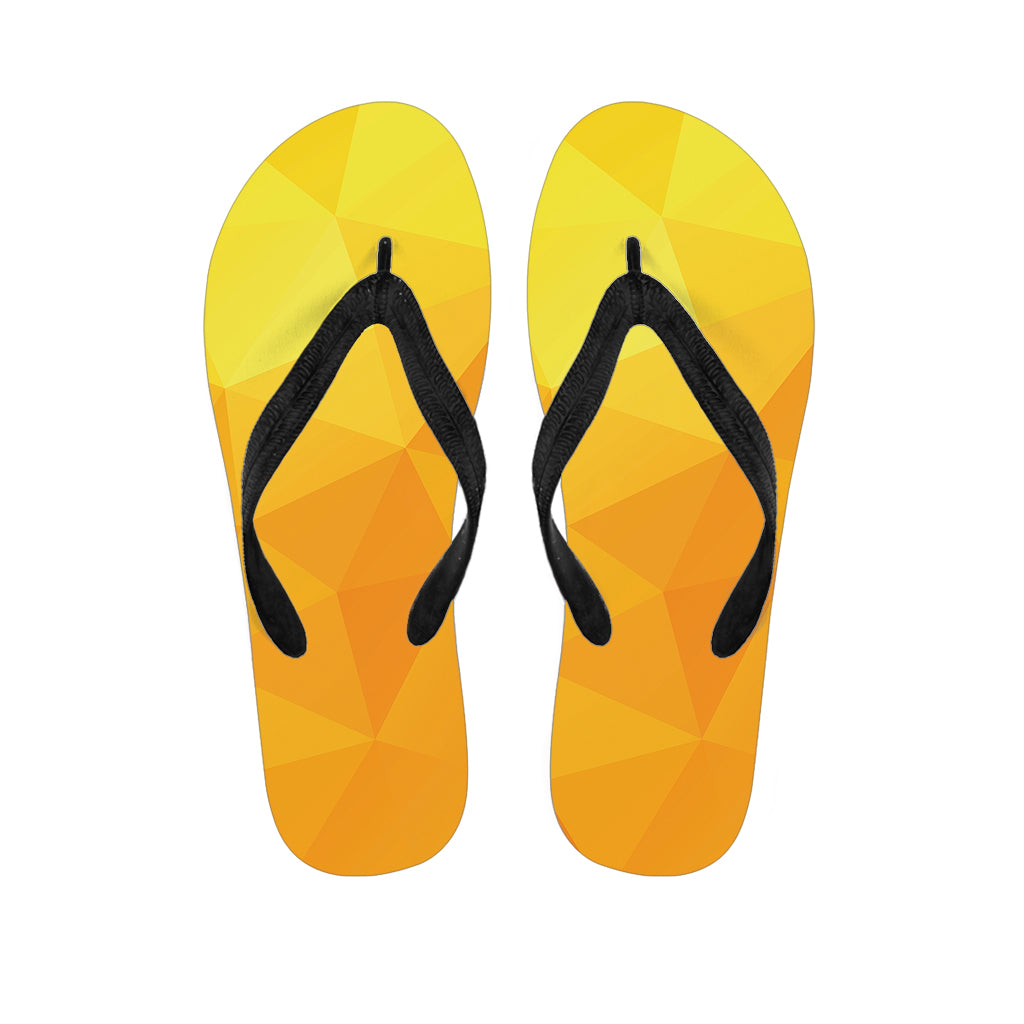 Yellow Polygonal Geometric Print Flip Flops