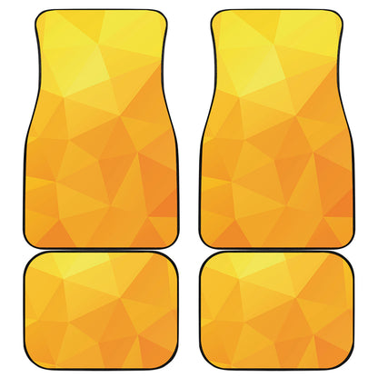Yellow Polygonal Geometric Print Front and Back Car Floor Mats