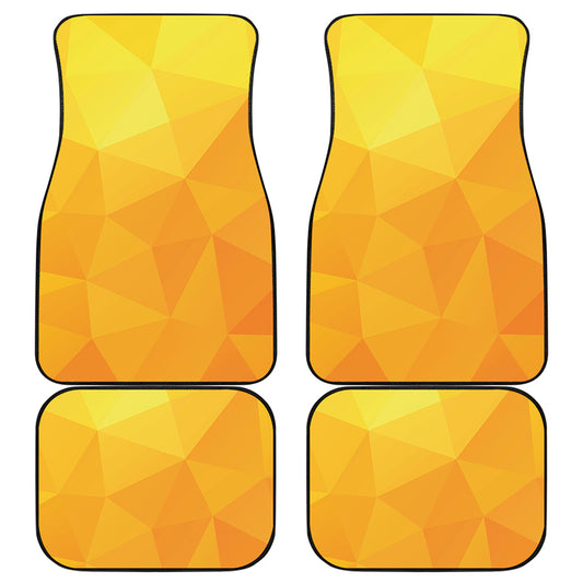Yellow Polygonal Geometric Print Front and Back Car Floor Mats