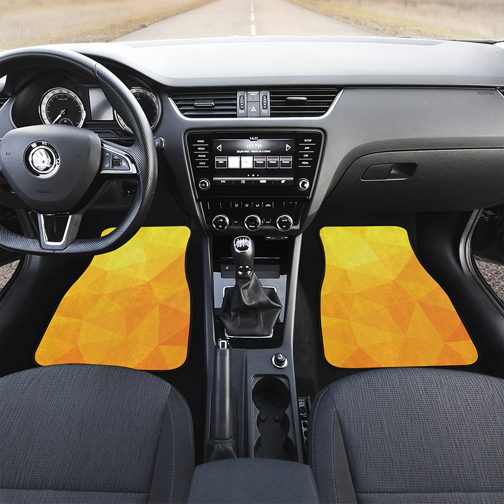 Yellow Polygonal Geometric Print Front and Back Car Floor Mats