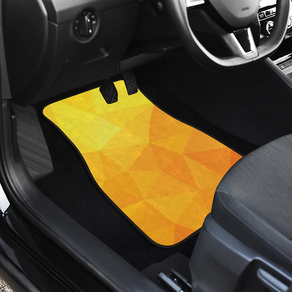 Yellow Polygonal Geometric Print Front and Back Car Floor Mats